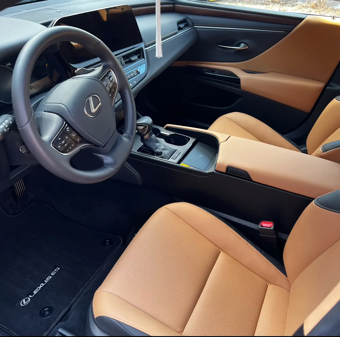 Lexus ES tan leather interior after full detail