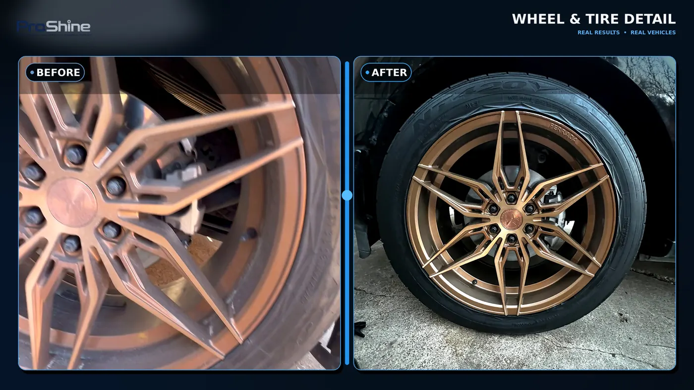 Ford F-150 wheel and tire detail before and after